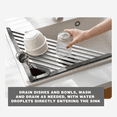 thumbnail image 4 of BUTOMKY Foldable Silicone Triangle Sink Caddy- Anti-Rust Roll-Up Dish Drying Rack with Sponge Holder, Over-The-Sink Organizer for Small Kitchen, Space-Saving Corner Drainer & Trivet‌, 4 of 7
