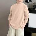 thumbnail image 2 of LIaqionyy Kids Long Sleeve Tees Soft T-Shirts Solid Color Mock Neck Tee Shirt Pullover Ribbed Knit Tops, 2 of 4