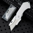 TRAHOOEDC Folding Utility Knife, Quick Change Box Cutter with 5 Razor