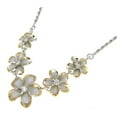 thumbnail image 2 of 925 sterling silver rhodium and yellow gold plated 2 tone 5 Hawaiian plumeria flower necklace 17", 2 of 4
