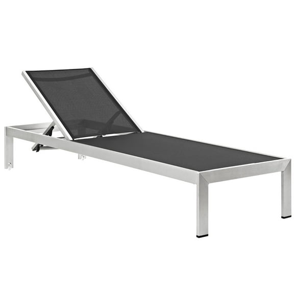 Ergode Shore Outdoor Patio Aluminum Mesh Chaise - Silver Black