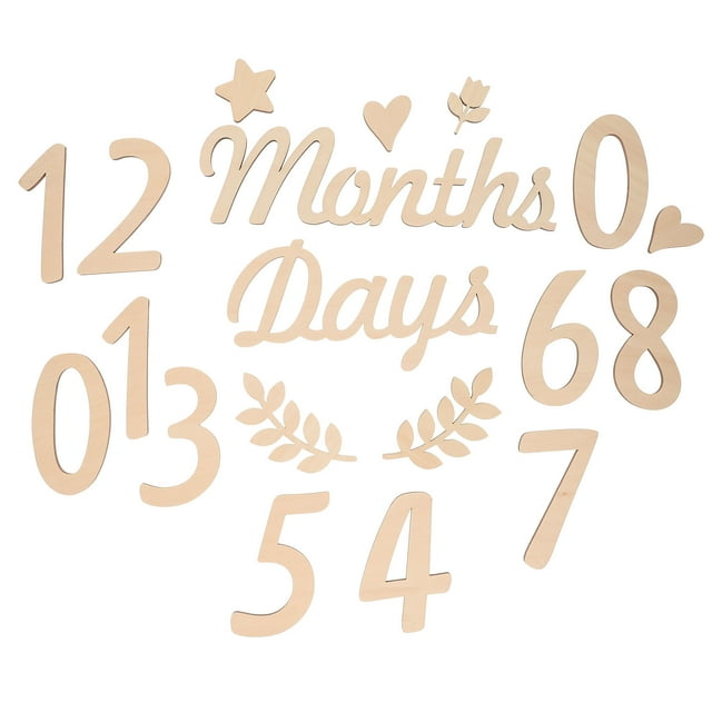 MasteelfCA 1 Set Baby Wood Monthly Milestone Baby Milestone Numbers Wooden Photo Props