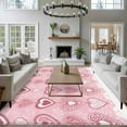 thumbnail image 4 of Valentine's Day Washable Area Rug 5 x 8 ft Pink Floral Love Heart, Soft Non Slip Rugs Stain Repellent Indoor Felt Carpet for Living Dining Room Bedroom Home Office, 4 of 9