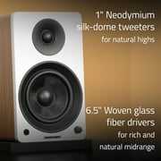 Fluance Ai61 Powered 2-Way 2.0 Stereo Bookshelf Speakers with 6.5 Drivers, 120W Amplifier for Turntable, TV, PC and Bluetooth 5 Wireless Music Streaming - RCA, Optical, USB & Sub Out (Black Ash)