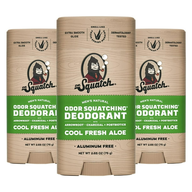 Desodorante Dr. Squatch Natural Cool Fresh Aloe para hombre, 80 ml, paquete de 3