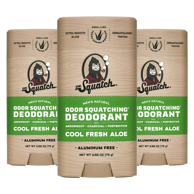 Desodorante Dr. Squatch Natural Cool Fresh Aloe para hombre, 80 ml, paquete de 3