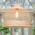thumbnail image 2 of Arturesthome Rattan Woven Pendant Fixture Handmade Bamboo Hanging Ceiling Lamp Crafts Lampshade Natural Wicker Basket Chandelier for Living Room Bedroom Kitchen, 2 of 19