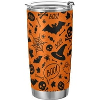 Halloween Tumbler Bat Pumpkin Ghost Spider Insulated Coffee Cup Back to School Beverage Container Office Travel Mug with Straw and Lid 20oz Holiday Gift Day of The Dead Present
