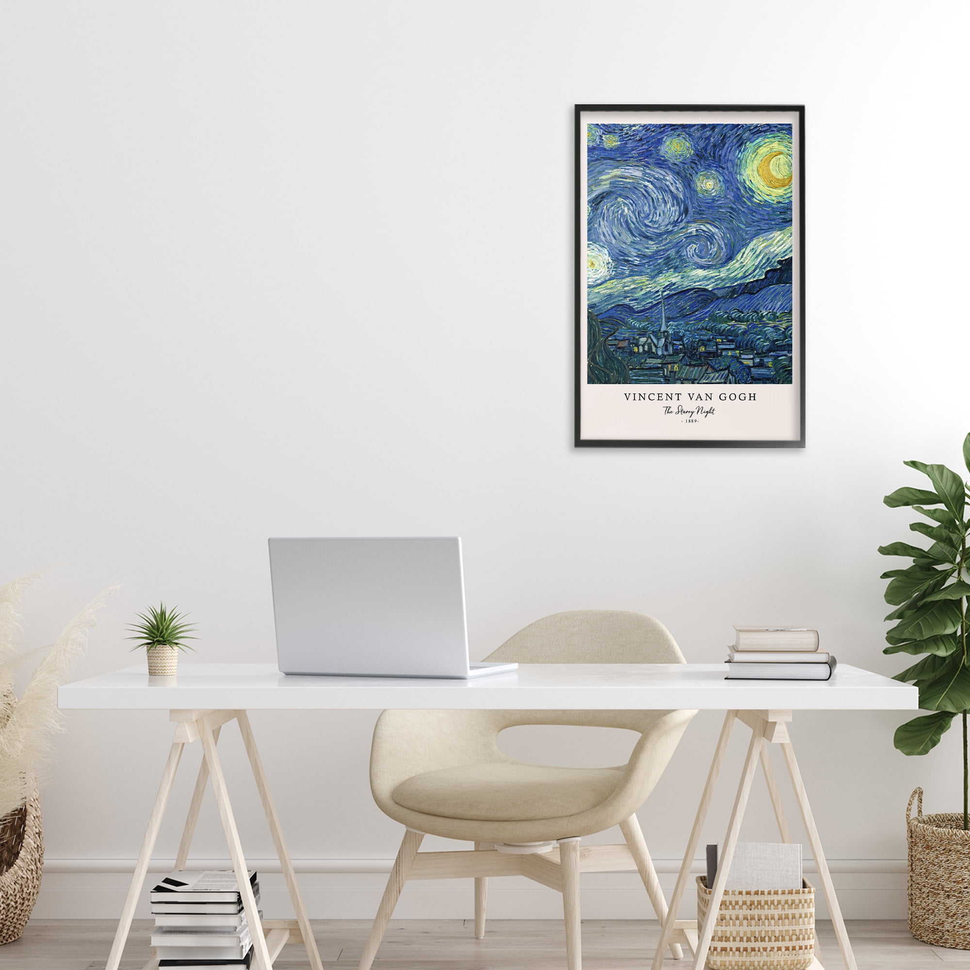 Stupell Industries Classic Starry Night Van Gogh Black Framed Giclee Art, design by Vintage Hustle