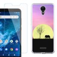 thumbnail image 1 of Slim-Fit Protective Phone Case compatible with Cricket Icon 2, with Tempered Glass Screen Protector, by OneToughShield ® - Moonlight Elephant, 1 of 2