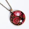 thumbnail image 2 of Rose Necklace Personalized Custom Photo Round Pendant Adjustable Stainless Steel Necklaces with Gift Box for Men Women Mothers Valentine's Jewelry Gift, 2 of 6