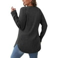 thumbnail image 3 of Besolor Women's Tunic Tops Crewneck Long Sleeve Knit Sweaters Curved Hem Pullover Knitwear Fall Winter Dressy Blouses, 3 of 5