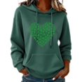 thumbnail image 2 of Gzbliryd St Patricks Day Sweatshirt Women Heart Hoodie Irish Holiday Hooded Pullover Sweatshirts with Pockets (#028 Dark Green,XXL), 2 of 5