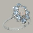 thumbnail image 2 of LBG British Made 9k White Gold Natural Opal & Aquamarine Womens Statement Ring - 33 size options - Size 5, 2 of 6