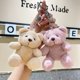 thumbnail image 4 of Paquete de 2 llaveros de oso de peluche, colgante de llavero de animal de peluche Kawaii, colgante de bolso de llavero de animal rosa beige 11cm, 4 of 4