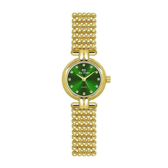 BS New Watch Light Luxury Minority Small Golden Watch Women's Green Korean Quartz Watch