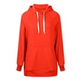 thumbnail image 4 of Women Sweatshirt Fall Winter Comfy Hooded Long Sleeve Cap Off the Shoulder Side Split Solid Color Leisure Cotton Sweatshirts(Red,XL), 4 of 5