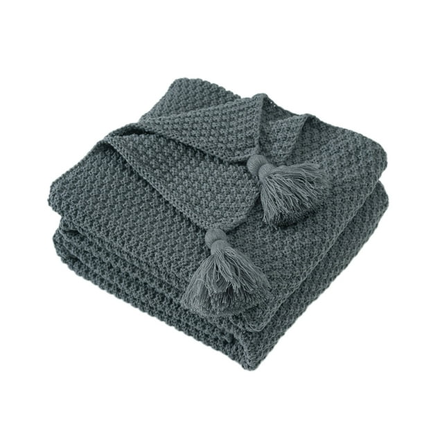 Manta tejida para sofá, sillón y cama. Acogedora manta para siesta en la oficina. Para uso en interiores. Suave y decorativa. Ideal para sala de estar, dormitorio o viajes. Funda acrílica