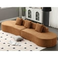 thumbnail image 6 of Newboti Furniture Modern curved combination sofa, terrycloth fabric sofa, minimalist sofa in living room, apartment, no assembly required, three pillows,Browm 03268, 6 of 12