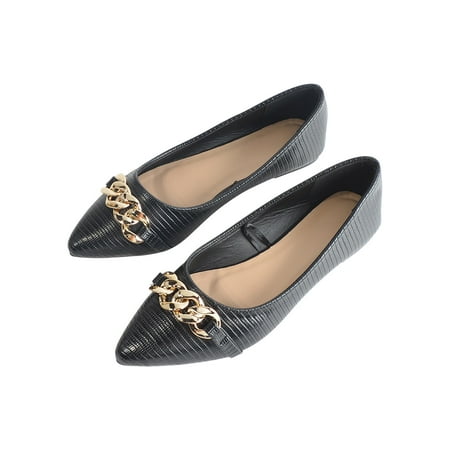 

Aueoeo Women S Flats Flat Shoes Fashion Women Ladies Metal Junction Top Toe Flat Annular-Knot Leisure Comfortable Shoes Black Flats For Women On Clearance