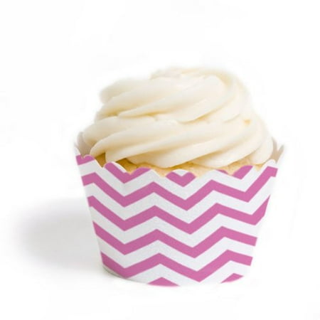 Dress My Cupcake Mini Cupcake Wrappers, Chevron, Cherry Blossom Pink, Set of 18
