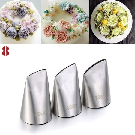 

Russian Stainless Steel Pastry Tips Kitchen Accessories Ice Cream Tool Cake Decorating Baking Mold Icing Piping Nozzles 8(3PCS)