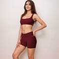 thumbnail image 7 of Women's High Waist V-Cut Active Shorts with Seamless Stretch Compression Fit and Contoured Flattering Silhouette - Burgundy, Medium, 7 of 7