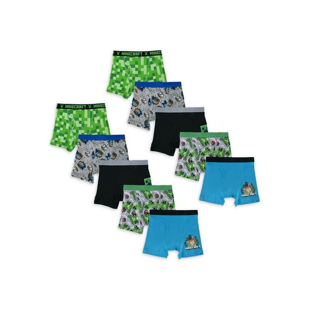 Minecraft Minecraft Boys Underwear, 10 Pack Boxer Briefs Sizes 48