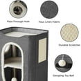 thumbnail image 3 of 2-Level Cat House for Indoor Pets - Small Tower With Scratch Pad, Hideaway Condo, and Cave Bed Furniture for Multi Pets and Large Cats, 18x14x23 Inches,Dark Grey, 3 of 15