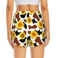 thumbnail image 3 of Picia Sunflower Cow Pattern Women's 2 in 1 Athletic Running Shorts High Waisted Workout Casual Gym Sweat Shorts with Comfy Liner Zipper Pockets-Medium, 3 of 9