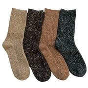 Lian Style Women's 4 Pairs Pack Fashion Soft Cotton Crew Socks Size 6-9 HR1614-4P4C-02(Black, Dark Grey, Grey, Navy)