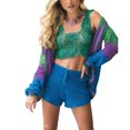 thumbnail image 1 of Txlixc Traje de verano femenino, chaqueta de manga larga hueca + pantalones cortos Txlixc moda, 1 of 8