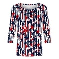 thumbnail image 3 of LYEAA Womens 3/4 Sleeve Tops Plus Size 4th of July American Flag T Shirts Patriotic Red White Blue Tees Independence Day Shirts, 3 of 4
