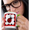 thumbnail image 2 of 3drose, Love Bugs Red Ladybug with Hearts, 15oz Two-tone Green Mug, 2 of 6