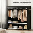 thumbnail image 3 of Riousery 67 Inch Large Portable Wardrobe Closet, 8 Storage Spaces with 4 Hanging Rods, Steel Frame Fabric Organizer, Easy Assembly and Dust Resistant Design, Black, 3 of 6