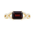 thumbnail image 5 of Rosec Jewels Emerald Cut Garnet Solitaire Ring with Diamond for Women, Crossover Ring, 10K Yellow Gold, US 6.50, 5 of 9