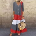 thumbnail image 3 of EQWLJWE Robes d'Été pour Femmes 2023 Mode Féminine Décontractée Manches Courtes Col en V Bouton Imprimé Maxi Robe Longue Ample, 3 of 5