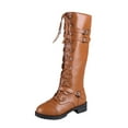 thumbnail image 2 of POROPL Knee High Boots for Women Low Heel Flat Buckle Knight Shoes,Boots for Saving Size 6, 2 of 3