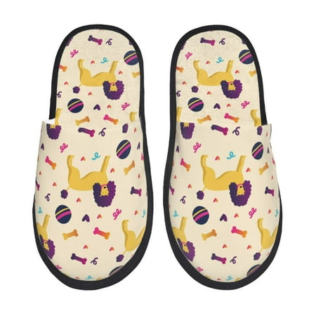 

Yiaed Cartoon Poodle Dog Print Unisex House Slippers Slip on Warm Shoes Indoor Outdoor with Anti-slip sole-Medium