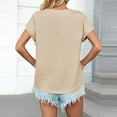 thumbnail image 4 of Yuyuzo Cap Sleeve T Shirts for Women Round Neck Summer Top Solid Color Basic Tees Loose Fitted Blouses, 4 of 7