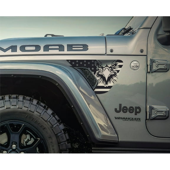 AnyStickerYouWant - Mean Eagle American Flag Fender Vent Vinyl Decal Sticker Fits & Compatible with Jeep Wrangler JL/Jeep Gladiator JT 2018