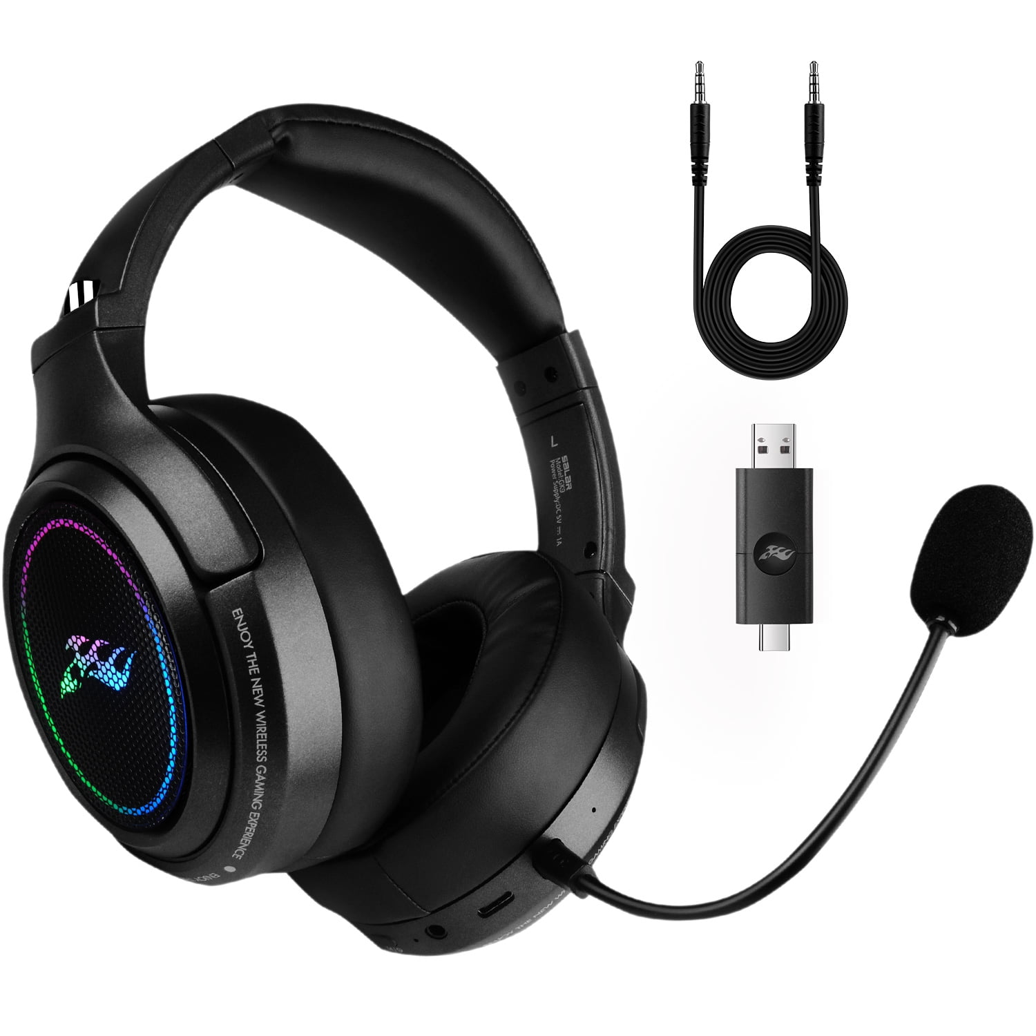 Wireless Gaming Headset,HopePow 1000mAh PC Gaming Headset with Mic for PS5 PS4 Switch with Bluetooth+2.4 GHz+USB Gaming Headphones with Noise Canceling Microphone,3.5mm Wired for Xbox Series