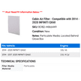 thumbnail image 2 of Cabin Air Filter - Compatible with 2014 - 2020 INFINITI QX60 2015 2016 2017 2018 2019, 2 of 2
