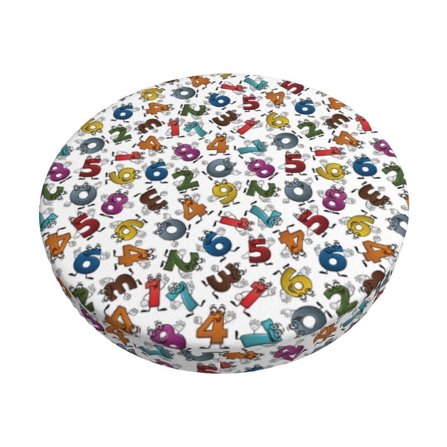 Disketp Colorful Numbers Funda Redonda para Taburete, Funda de Cojín para Silla de Bar Suave y Elástica-14 inch