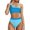 Blue, variant on WREESH Womens Two Piece Swimsuit One Shoulder Bathing Suits High Waisted Bikini One Shoulder Panel High Waist Split Bikini Swimwear Orange