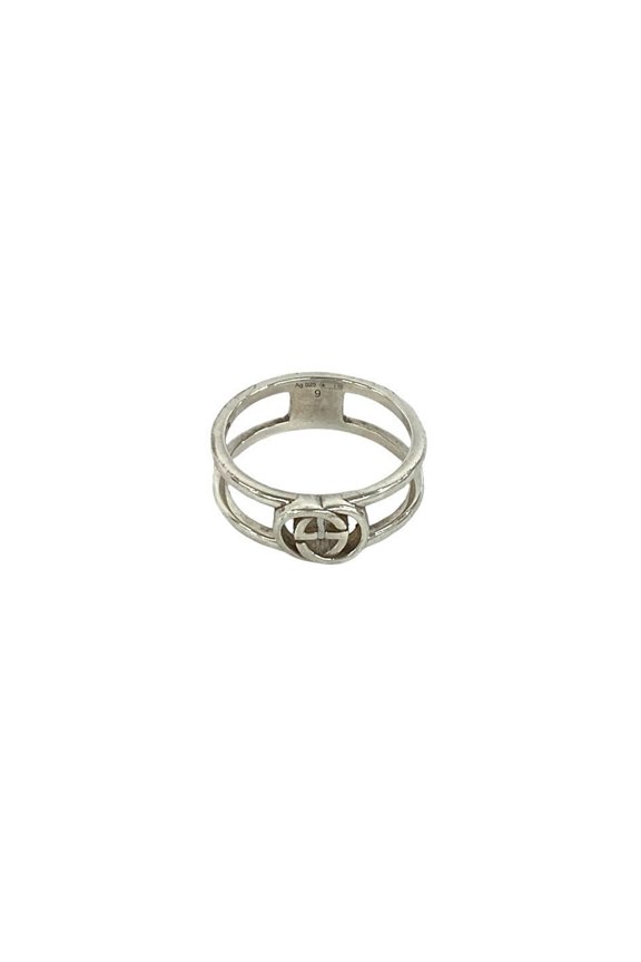 Pre-Owned GUCCI Interlocking G Logo Motif Sterling Silver 925 Ring, Finger Accessory, Men's &...