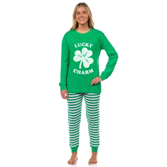 PJammy Lucky Charm Clover 2-Piece St. Patrick's Day Tight Fit Matching Family Pajama Set