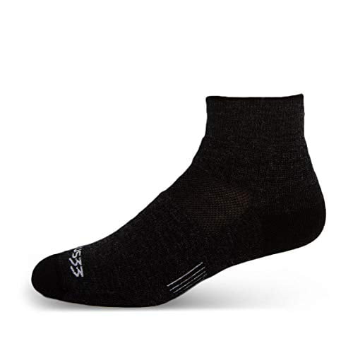 Chaussettes Cheville - Légères pour Toutes Saisons - Chaussettes de Trail - Laine Mérinos - Héritage Montagne - Noir - Grand