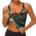 thumbnail image 3 of Balery Green Forest Dinosaur Sujetadores deportivos con espalda cruzada para mujer, acolchados, sin costuras, de alto impacto, ideales para yoga, gimnasio, entrenamiento y fitness.-X-Large, 3 of 8