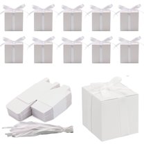 30 Pcs White Paper Favor Boxes Square Gift Bags with Ribbons DIY Craft Wrapping Present Boxes Chocolate Candy Small Item Containers for Wedding Home Decor Birthday Party Supplies By Scheam